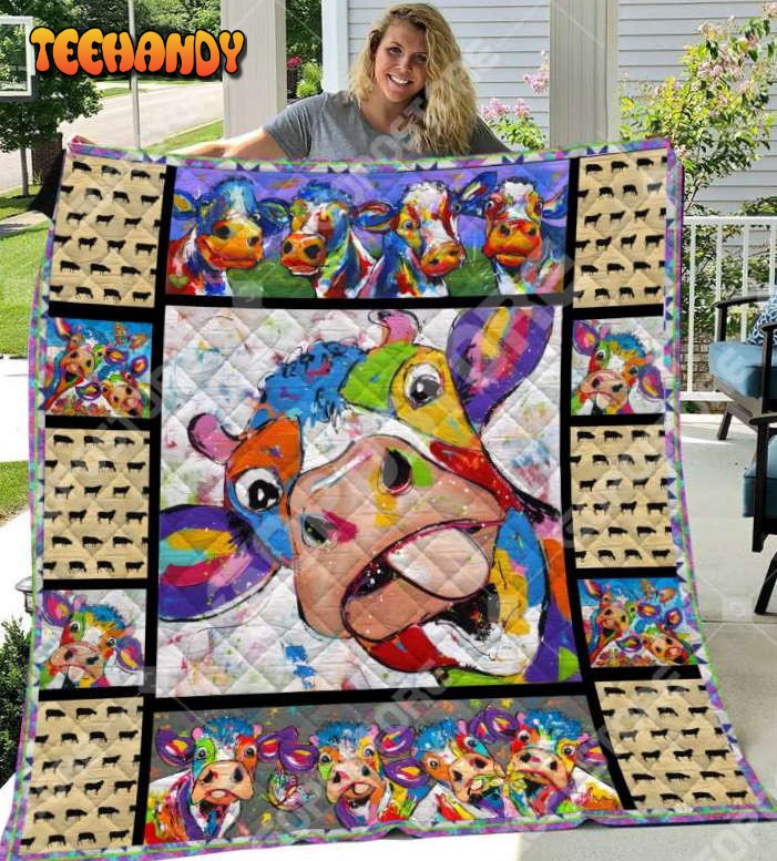 Oil Panting Cow 3D Customized Quilt Blanket