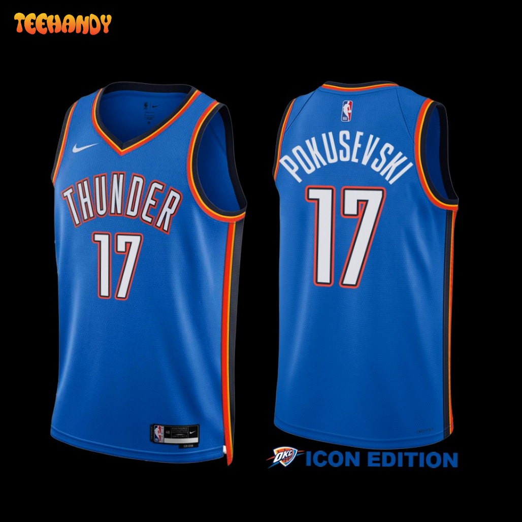 Oklahoma City Thunder Aleksej Pokusevski 2022-23 Icon Edition Jersey Blue