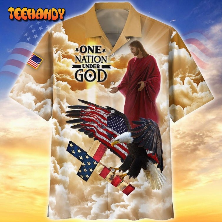 One Nation Under God 3D Full Printed Hawaiian Shirt Patriotic 4Th Of Jul Hawaii