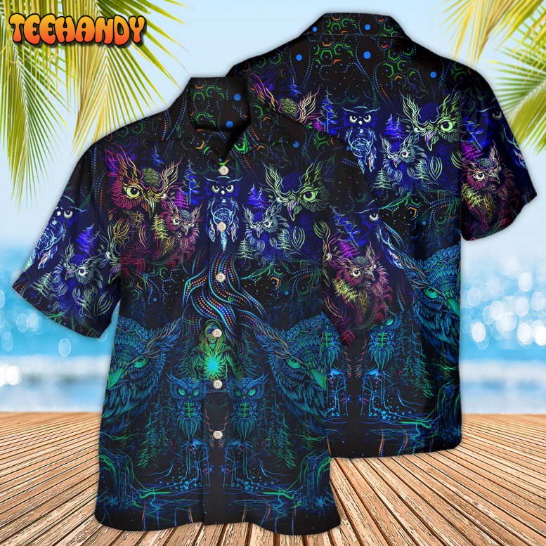 Owl And Witch Darkness Colorful Hawaiian Shirt