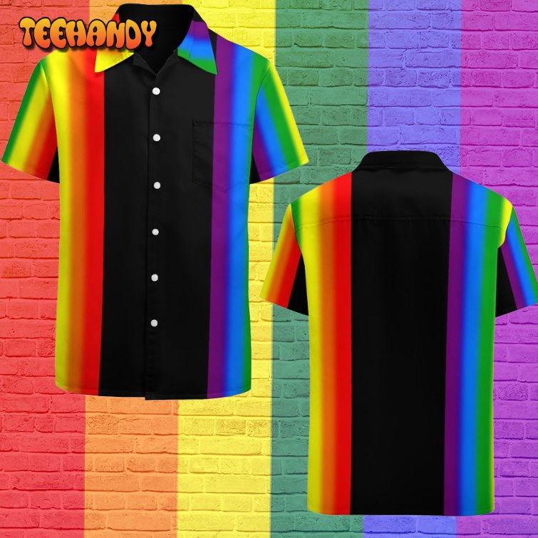 Pastel Rainbow Stripes Gay Pride Lgbt Support Hawaiian Vintage Shirt Mens