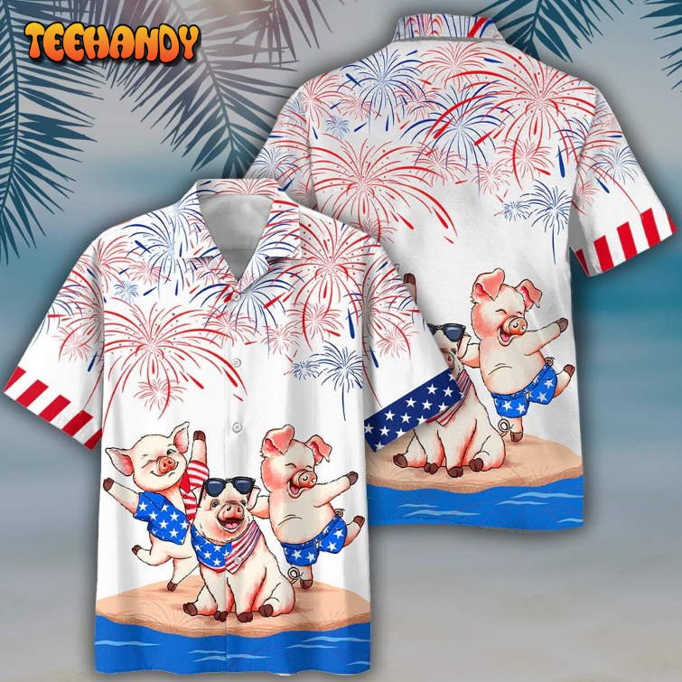 Pig’s 3D Full Print Hawaiian Shirts Independence Day Is Coming Aloha Beach Shirt