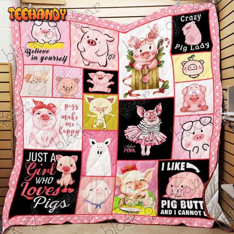 Pigs Make Me Happy 3D Quilt Blanket