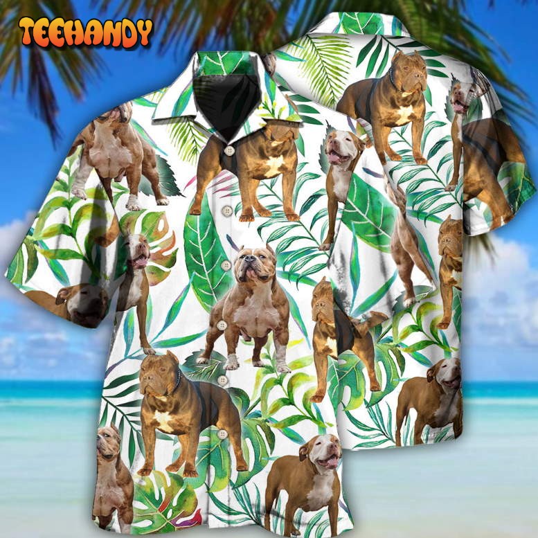 Pitbull And Tropical Leaf Hawaiian Shirt