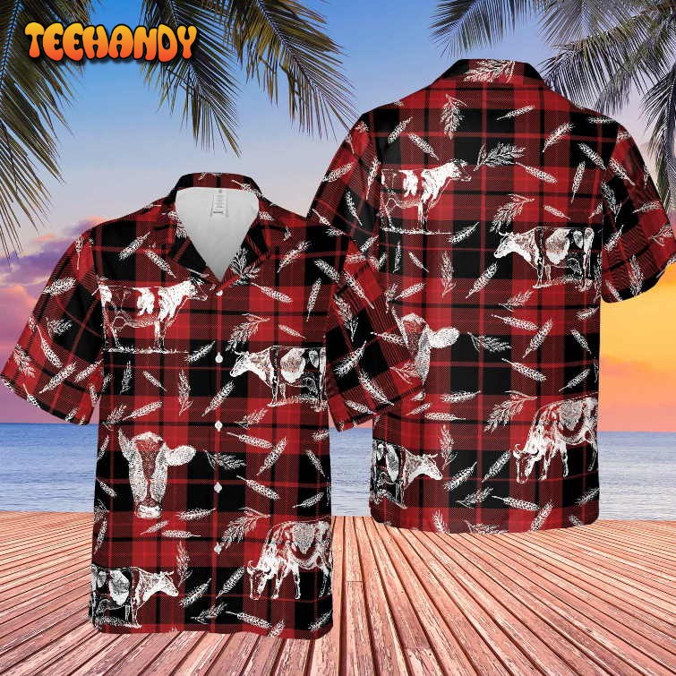 Plaid Pattern Holstein All Over Printed 3D Hawaiian Shirt