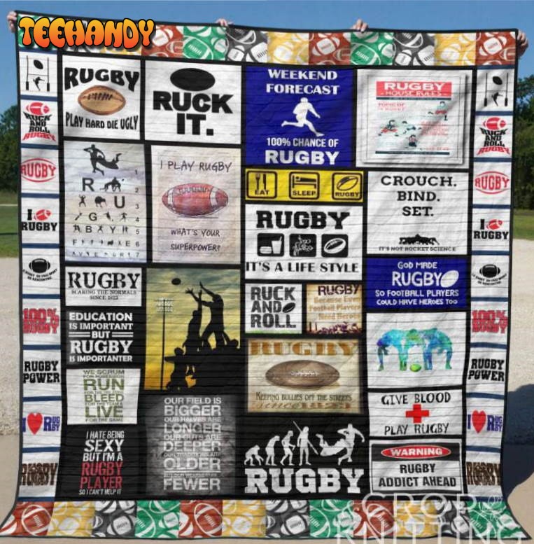 Plays Rugby 3D Customized Quilt Blanket