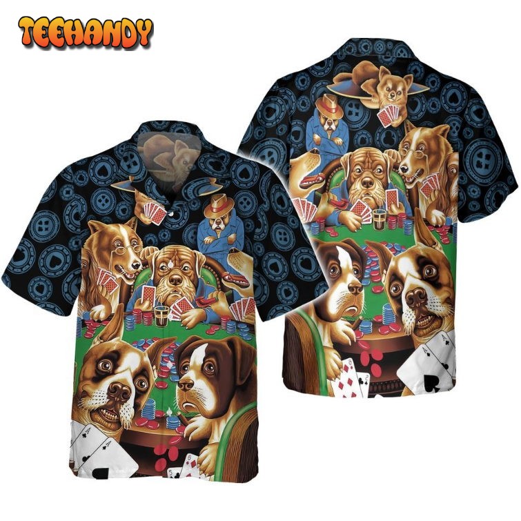 Poker Dogs 3D Hawaiian Shirt, Funny Dog Hawaiian Shirt