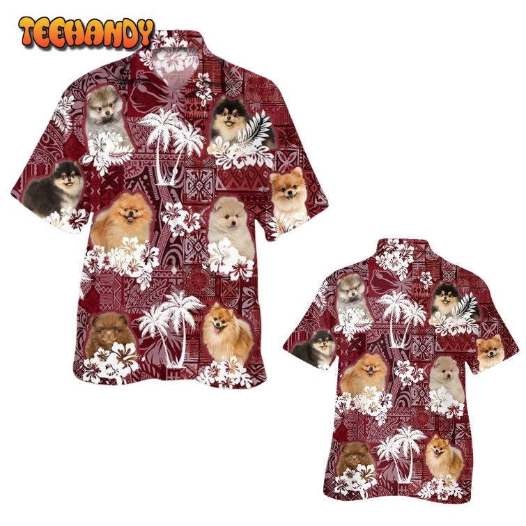 Pomeranian Hawaiian Shirt, Dog Hawaii Aloha Beach Shirt Short Sleeve