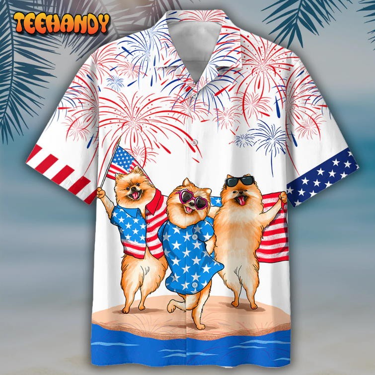 Pomeranian Hawaiian Shirt For Independence’s Day Dog