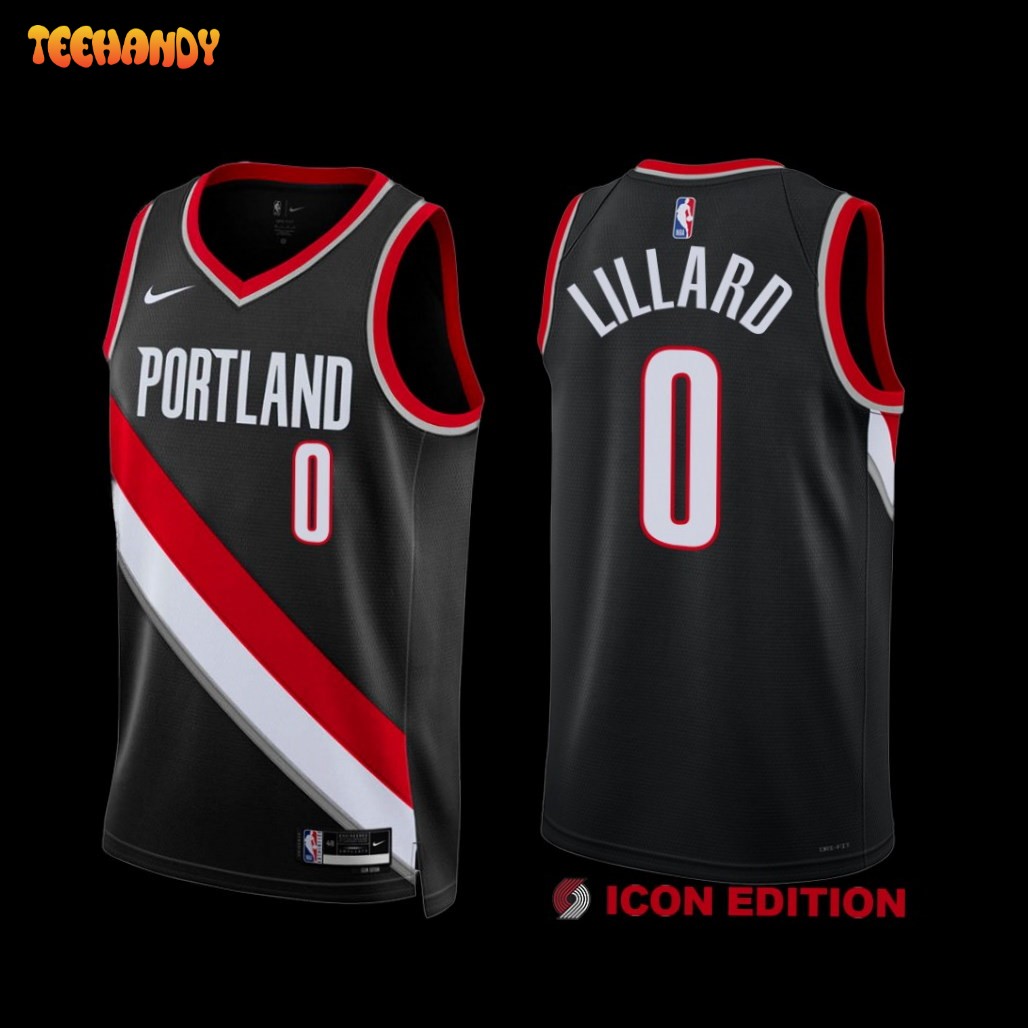 Portland Trail Blazers Damian Lillard 2022-23 Black Icon Edition Jersey