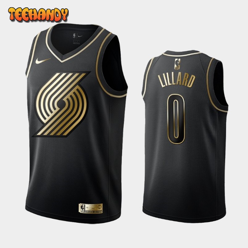 Portland Trail Blazers Damian Lillard Black Golden Jersey