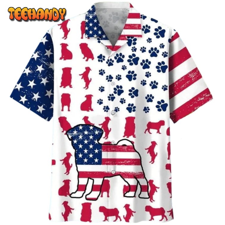 Pug Hawaiian Shirt Independence Day Is Coming Paw Prints Aloha Hawaii Shirt