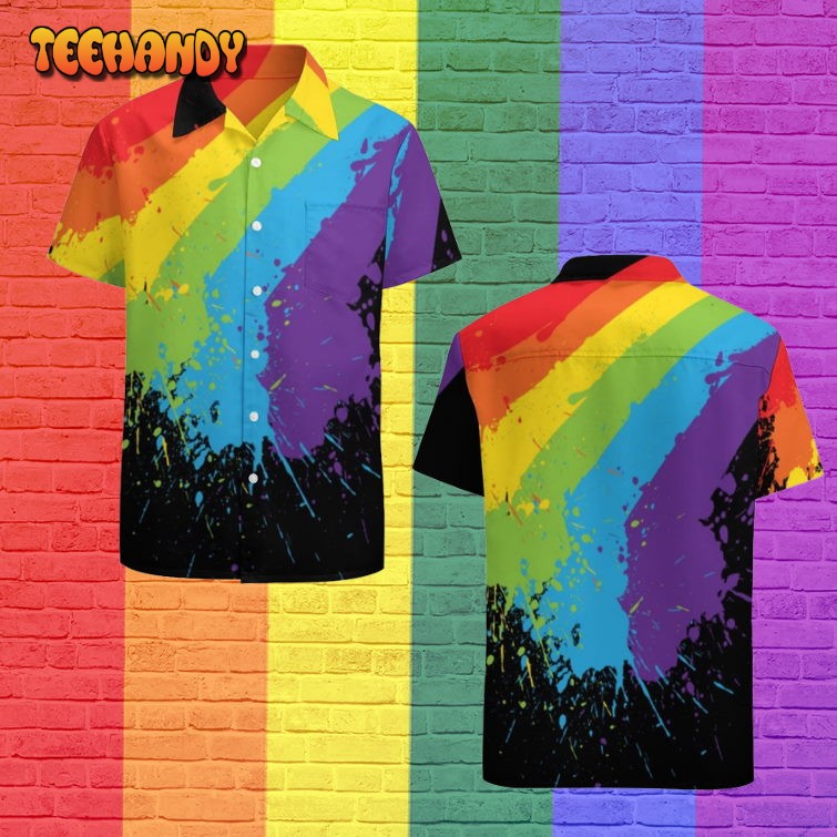 Rainbow Gaymer Lgbt Pride Hawaiian Vintage Shirt Mens Button Down Plus Size