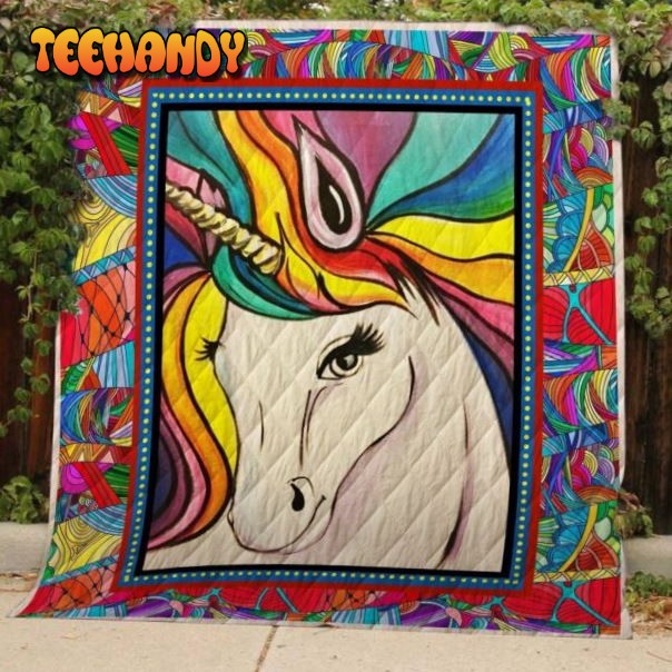 Rainbow Unicorn 3D Customized Quilt Blanket