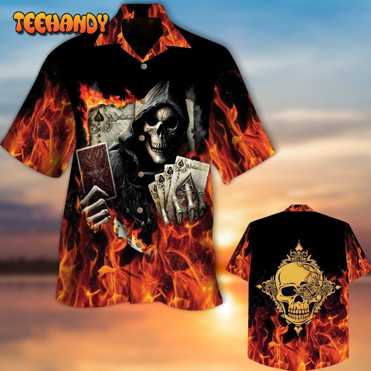 Reaper Hawaiian Shirt Reaper Playing Pokers Hawaiian Shirt