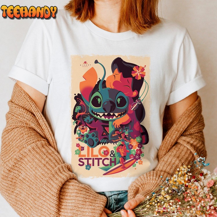 Retro Disney Lilo And Stitch Characters Vintage T-shirt