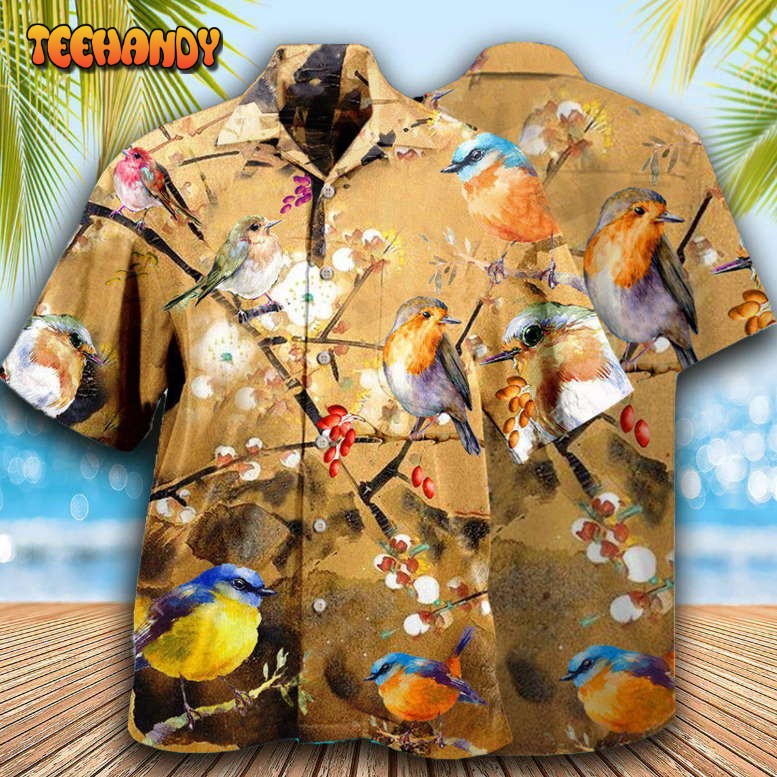 Robin The Bird Took Its Perch On A Tree Branch Hawaiian Shirt