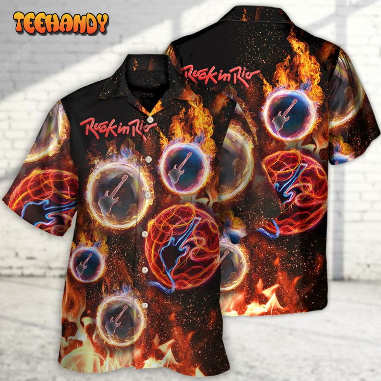 Rock In Rio With Fire Music Lover Amazing Style Hawaiian Shirt