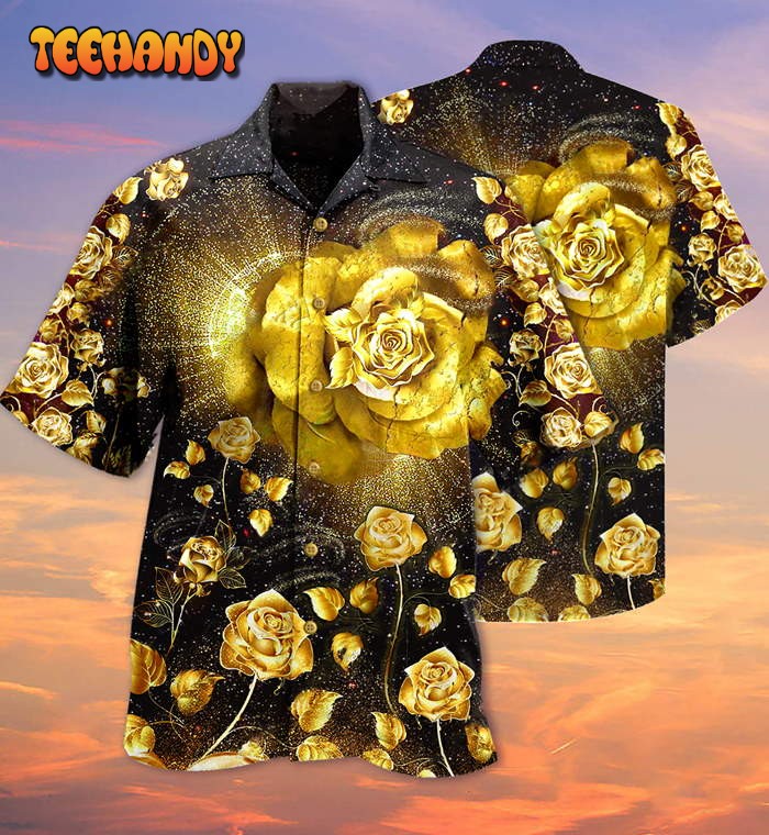 Rose Gold Flowers Hawaiian Shirt