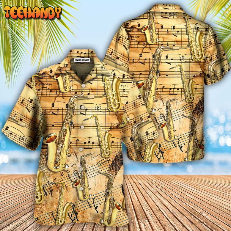 Saxophone Golden Music Lover Retro Hawaiian Shirt