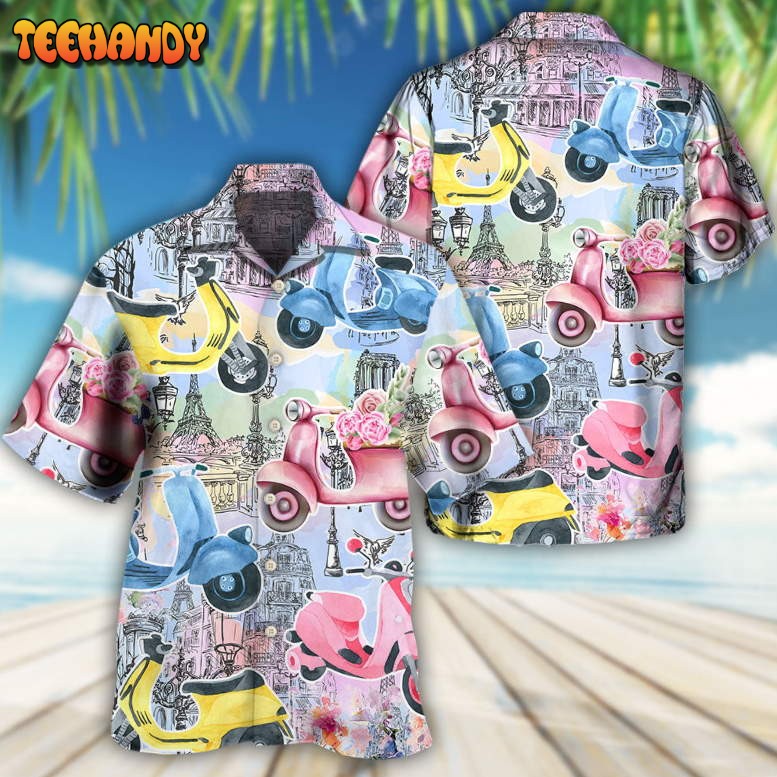 Scooter And City Art Hawaiian Shirt