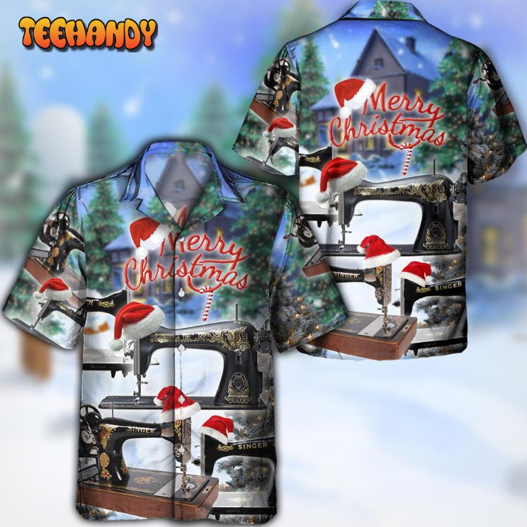 Sewing Machine Merry Christmas Happy Hawaiian Shirt