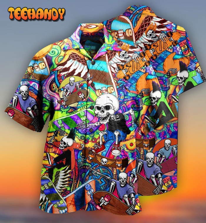 Skull Amazing Skateboarding Hawaiian Shirt