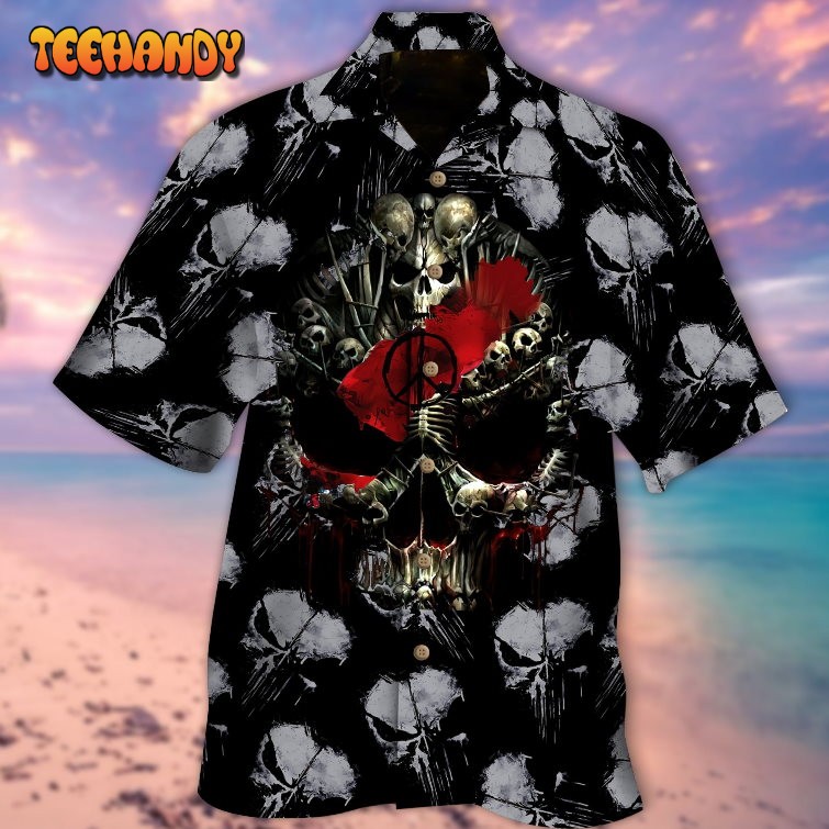 Skull And Bones Red All Over Printed 3D Hawaiian Shirt