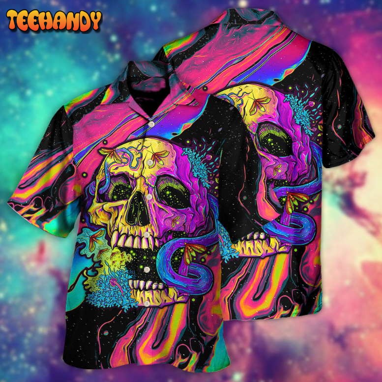 Skull And Moth Night Butterfly Neon Style Hawaiian Shirt