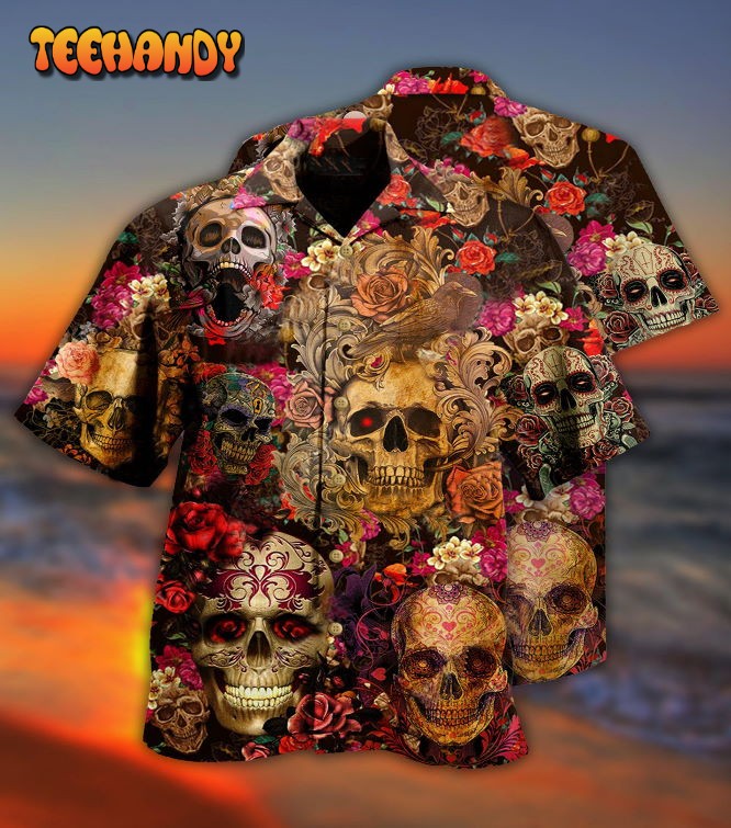 Skull Day Of The Dead Floral Hawaiian Shirt