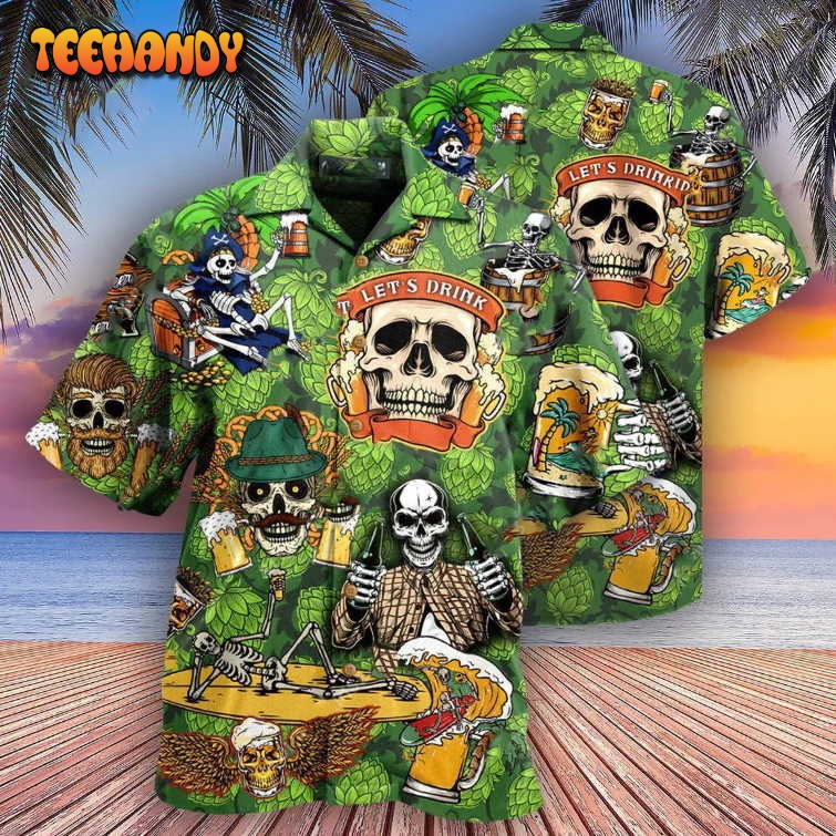 Skull Drink Beer Hawaiian Shirt Let’s Drink Beer Skull Hawaii Shirt Men Women