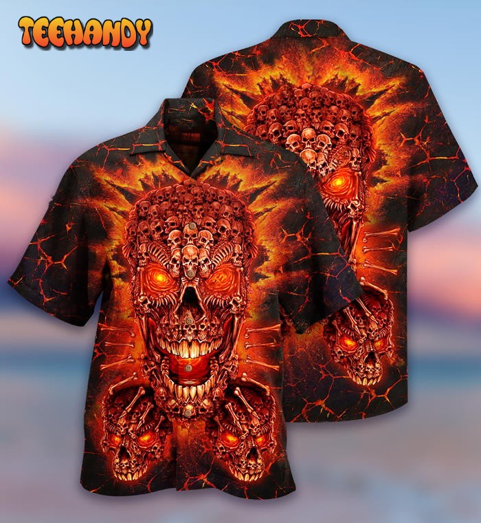 Skull Fire Love Red Smile Hawaiian Shirt