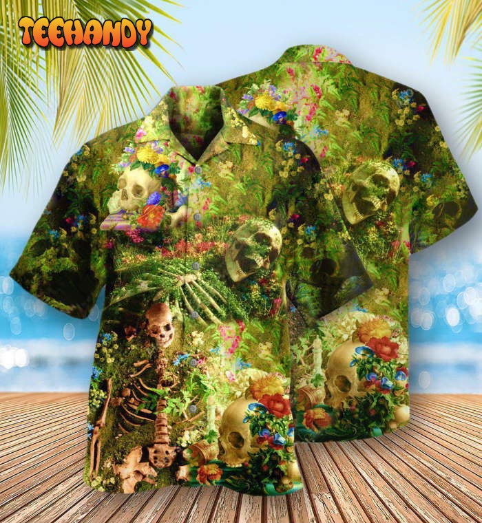 Skull Flower Skeleton Forever Hawaiian Shirt