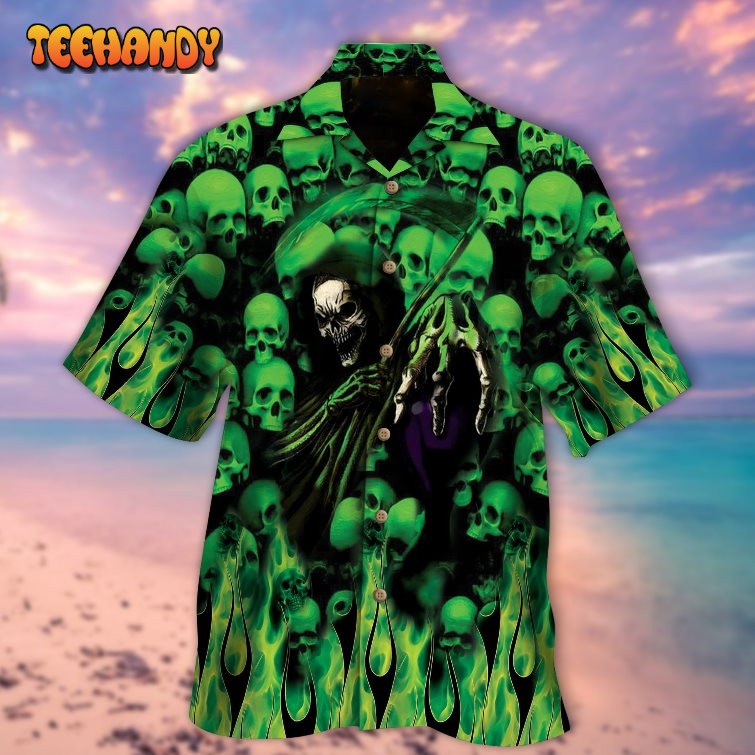 Skull Green The Death Hawaiian Shirt Short Sleeve Halloween Hawaiian Shirts