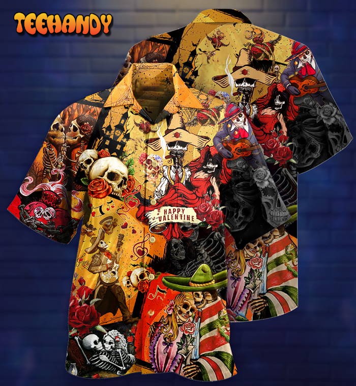 Skull Happy Valentine’s Day Hawaiian Shirt