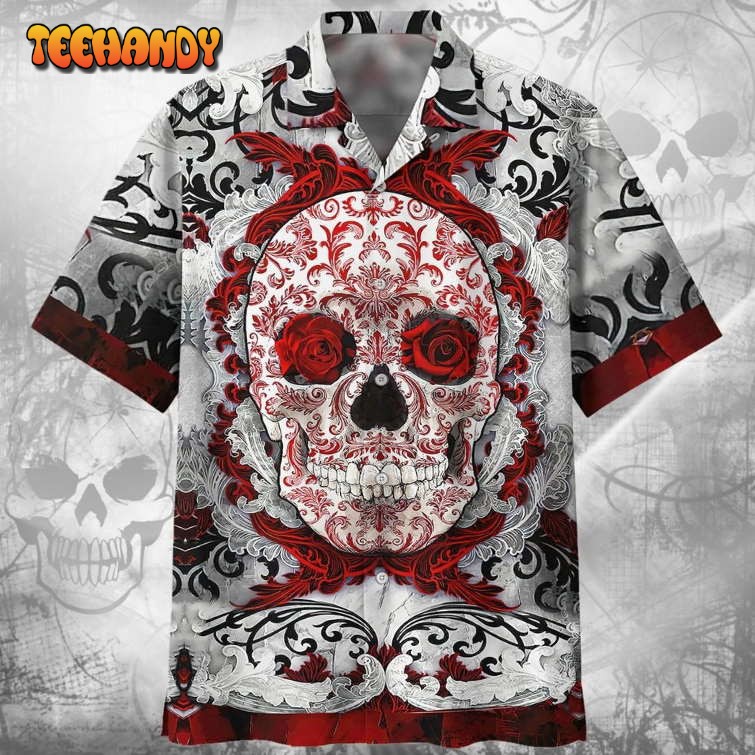 Skull Hawaiian Shirt, Cool Skull 3D Full Printed Shirts Men Skull Hawaiian Shirts