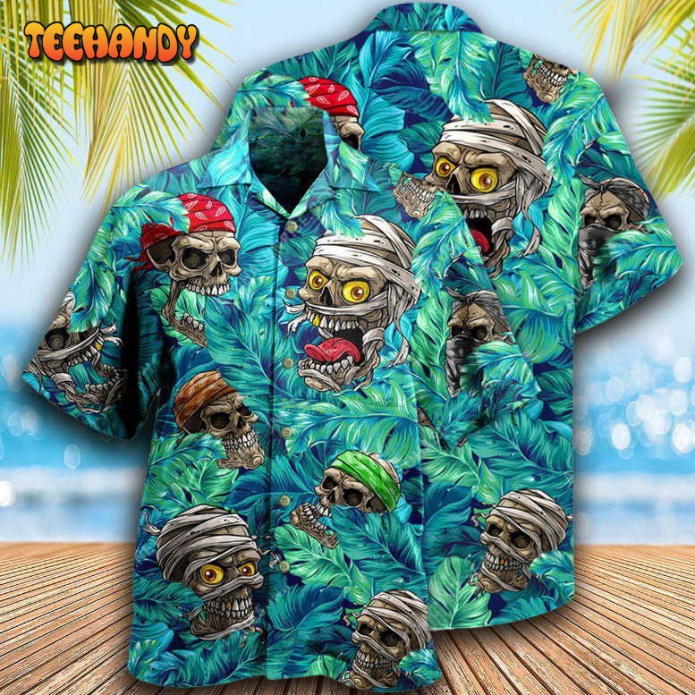 Skull Hide And Seek Tropical Leaf Hawaiian Shirt