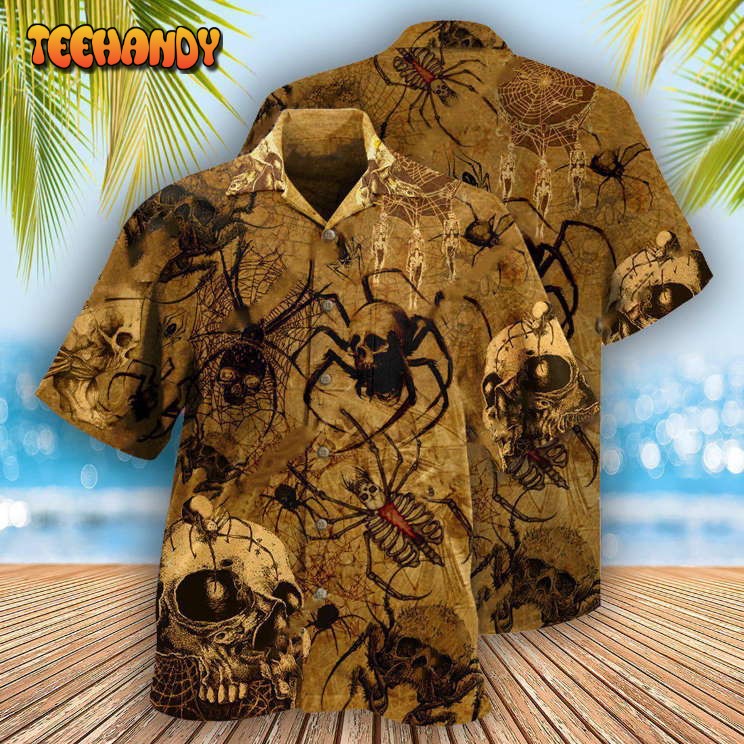 Skull Im Only Here For The Spiders Hawaiian Shirt