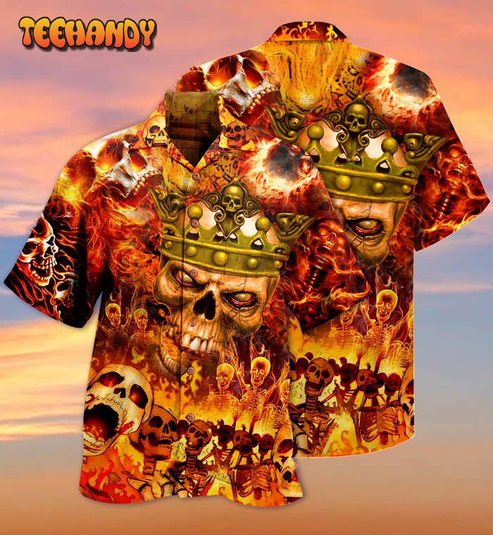 Skull King On Fire Hawaiian Shirt