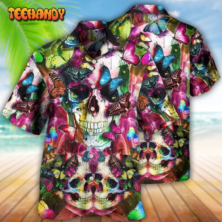 Skull Love Life Cool Floral Hawaiian Shirt