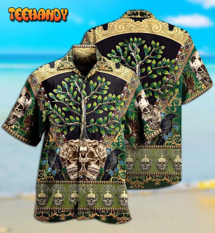 Skull Trees Style Love Green Cool Hawaiian Shirt