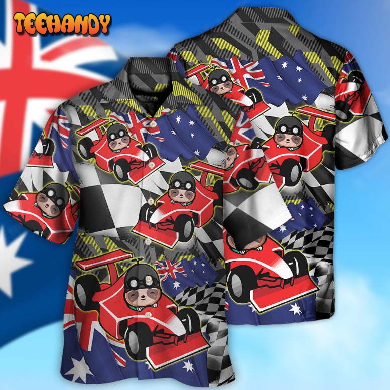 Sloth Racing Formula One Car Racing Australian Vibe Hawaiian Shirt