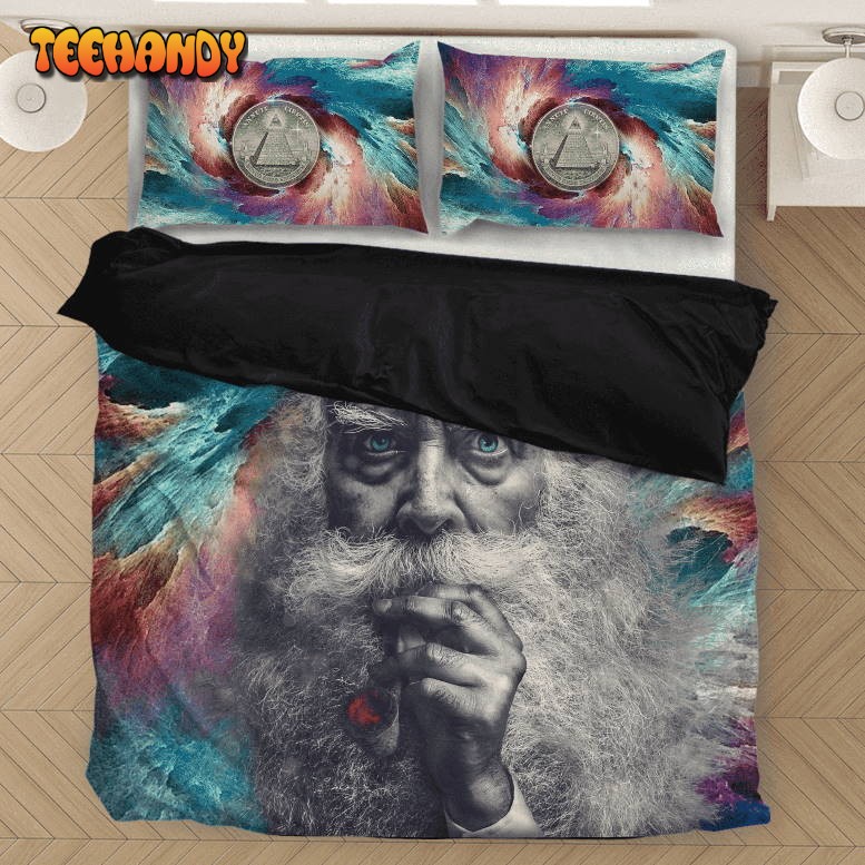 Smoking Marijuana Old Man Mystical Illuminati Bedding Set