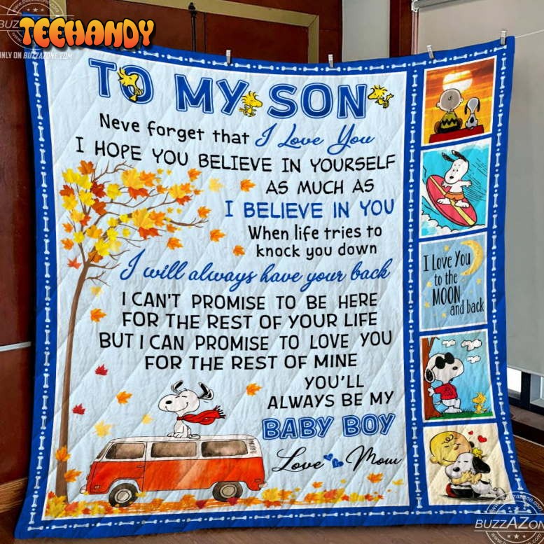 Snoopy Son Mom Have Your Back 3D Quilt Blanket