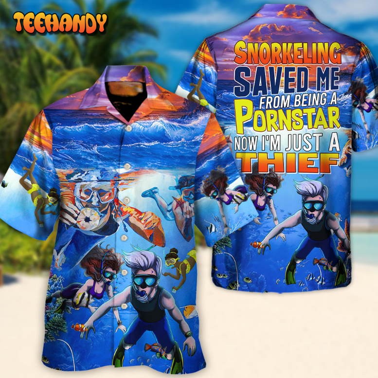 Snorkeling a Pornstar Funny Snorkeling Quote Gift Lover Beach Hawaiian Shirt