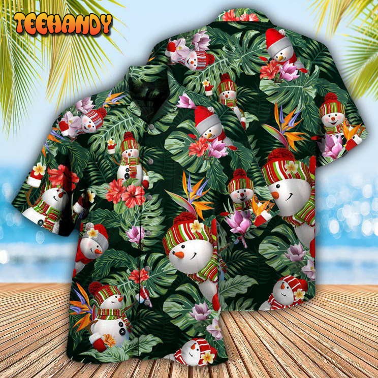 Snowman Stay Cool Tropical Leaf Hawaiian Shirt