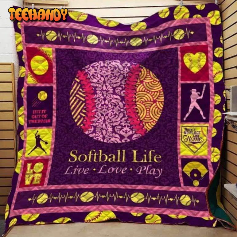 Softball Live Love Play 3D Customized Quilt Blanket