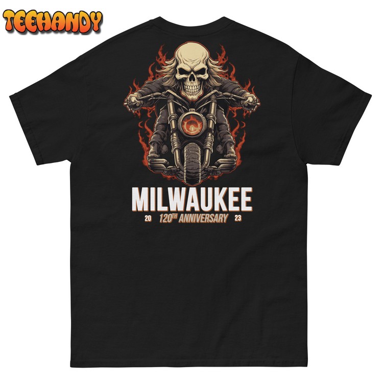 Spirited Tribute Harley 120th Anniversary Motorcycle Skeleton Tee