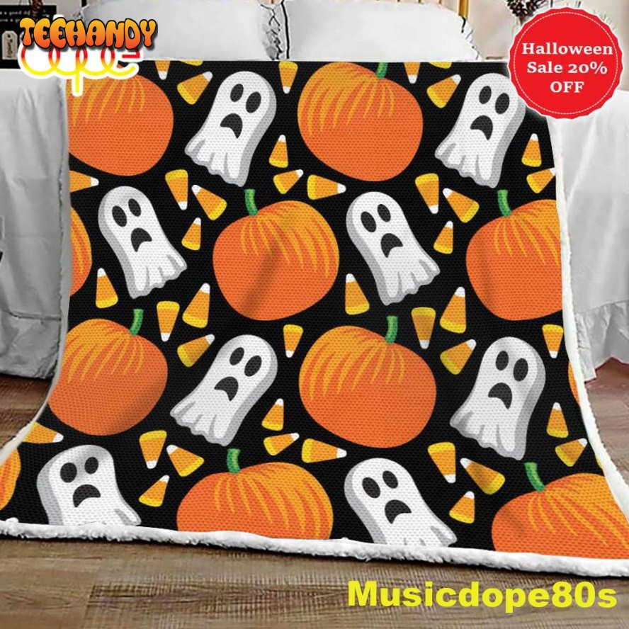 Spooky Elements Ghost Pumpkins Halloween Sofa Fleece Throw Blanket