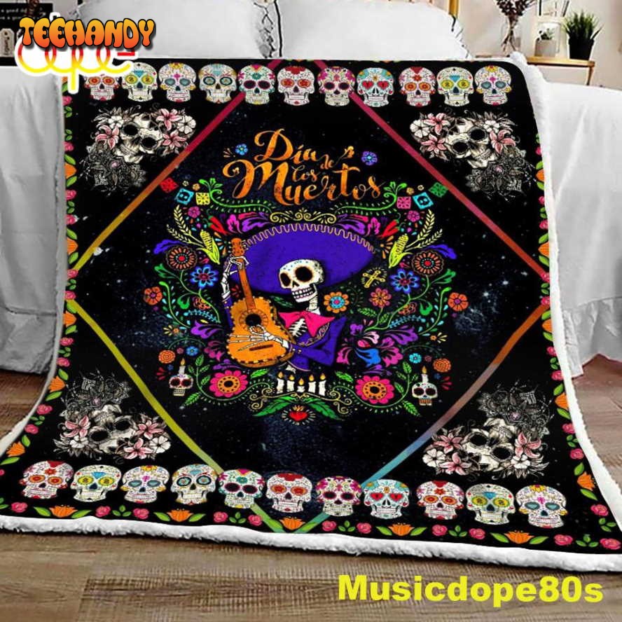 Sugar Skull Halloween Sofa Fleece Throw Blanket